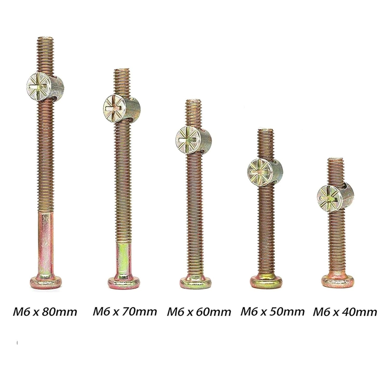 Crib Screw Replacement Kit 25 Sets M6x40mm/50mm/60mm/70mm/80mm Hex Drive Internal Screw Nut Chair Furniture Assortment Kit