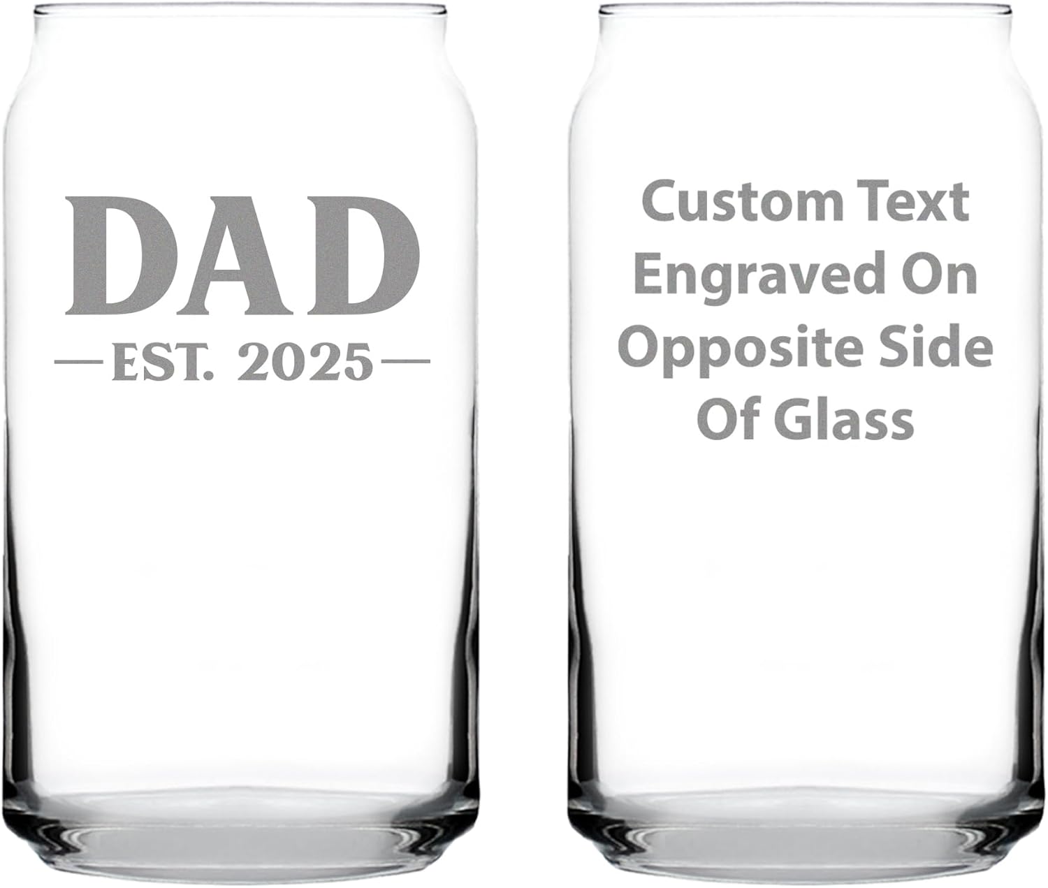 Custom Dad Est 20XX - New Father Custom Beer Can Pint Glass Gift for First Time Parents - Bold 16 Oz Glasses