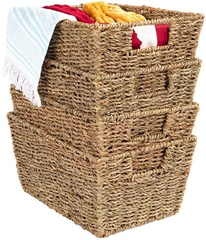 Best Choice Products Rustic Set Of 4 Multipurpose Stackable Seagr...