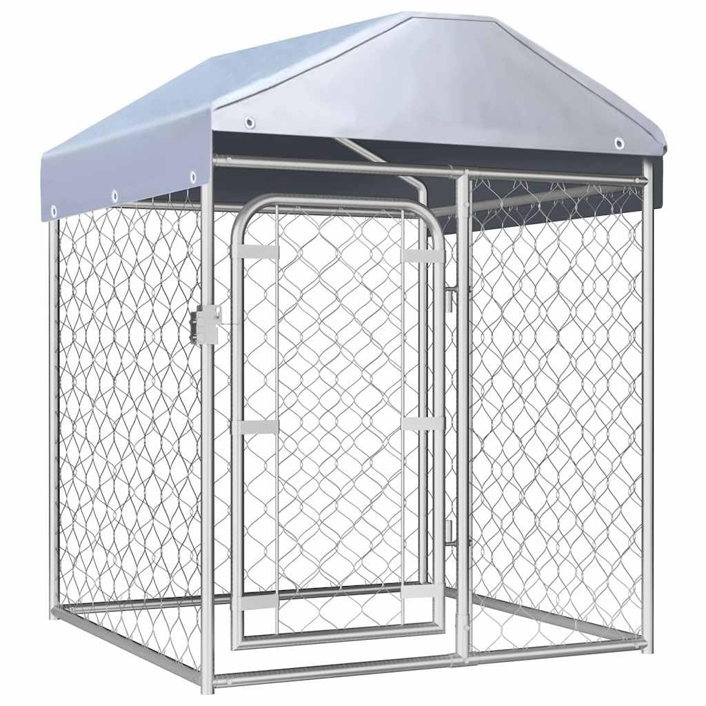 Cuccia esterna 100 x 100 x 125 cm in acciaio zincato | Con tetto ignifugo, porta apribile, rete ventilata, facile da montare