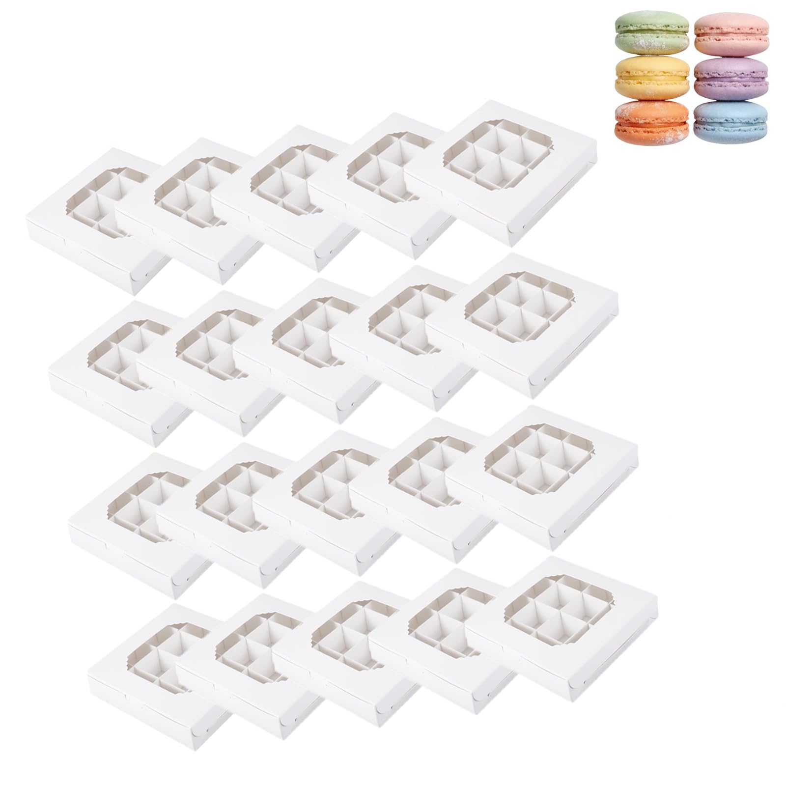 Generic Minimalist Cupcake Boxes - 20 PCS Windowed with Inserts - 15x15x3.5cm - Suitable for Sweets, Chocolates, Truffles, and Pastries