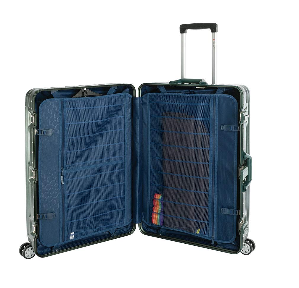 Travelhouse London, valigetta rigida in alluminio, con telaio in alluminio, diverse misure e colori, T1169, verde, Großer Koffer, Valigia