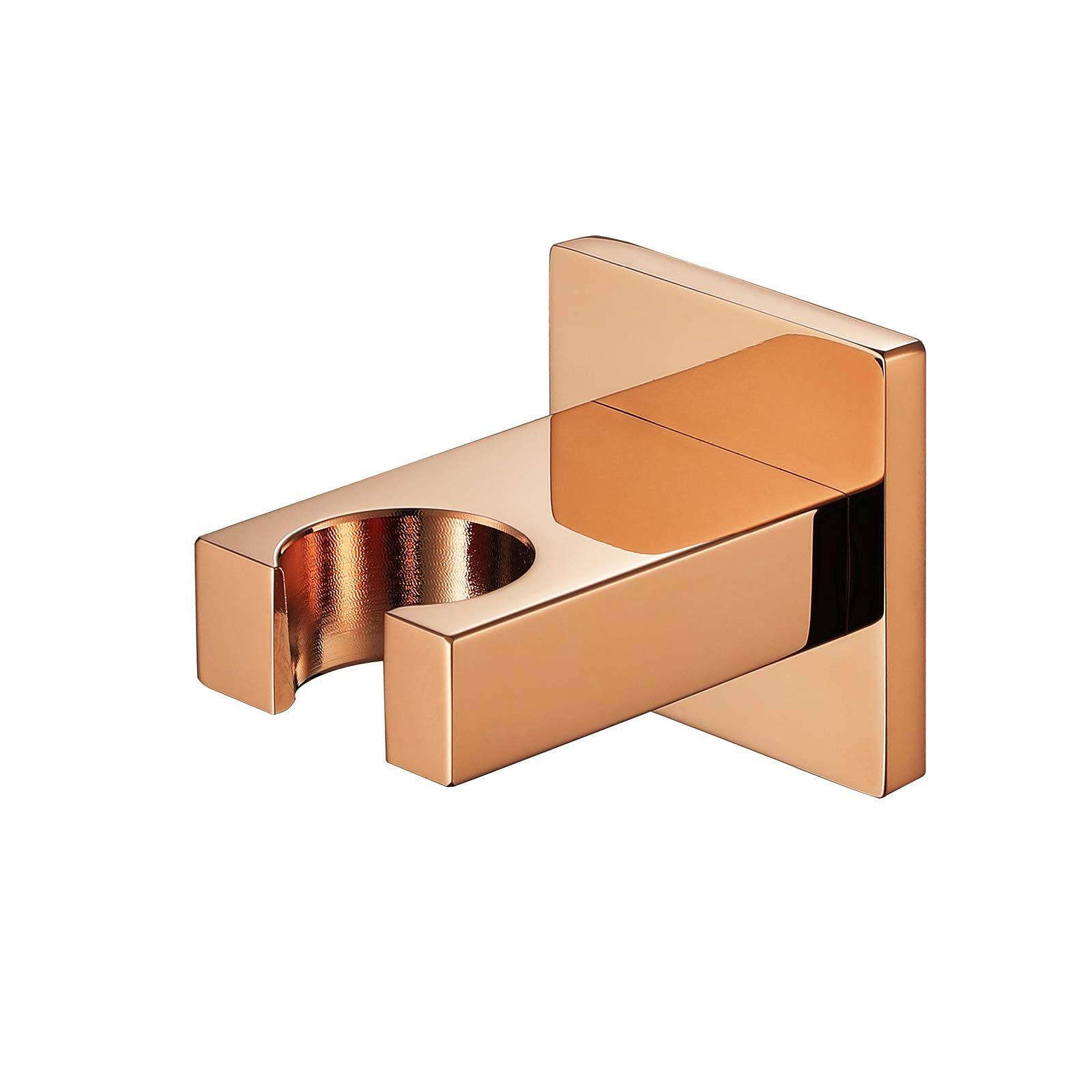 AKAZI Duschkopfhalter aus Messing, Handbrausehalterung, Wandmontage, Duschhalterung, quadratischer Duschhalter, viele Farben sind erhältlich, gebürstetes Gold (Rose Gold) (Schwarz，Roségold)