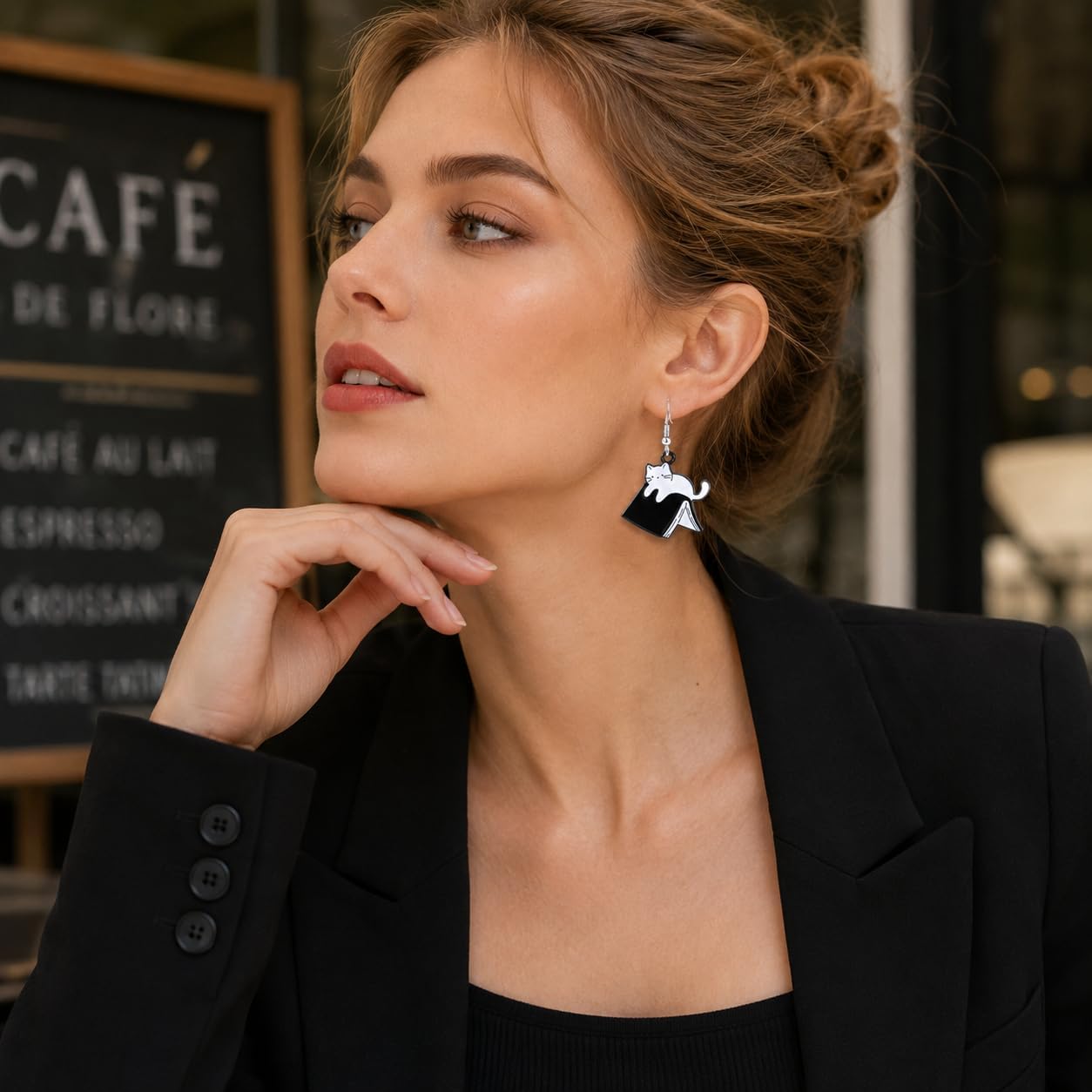 Adorable Enamel Book Cat Earrings Dangle for Women Animals Lovers Lightweight Cartoon Jewelry Charms image 3