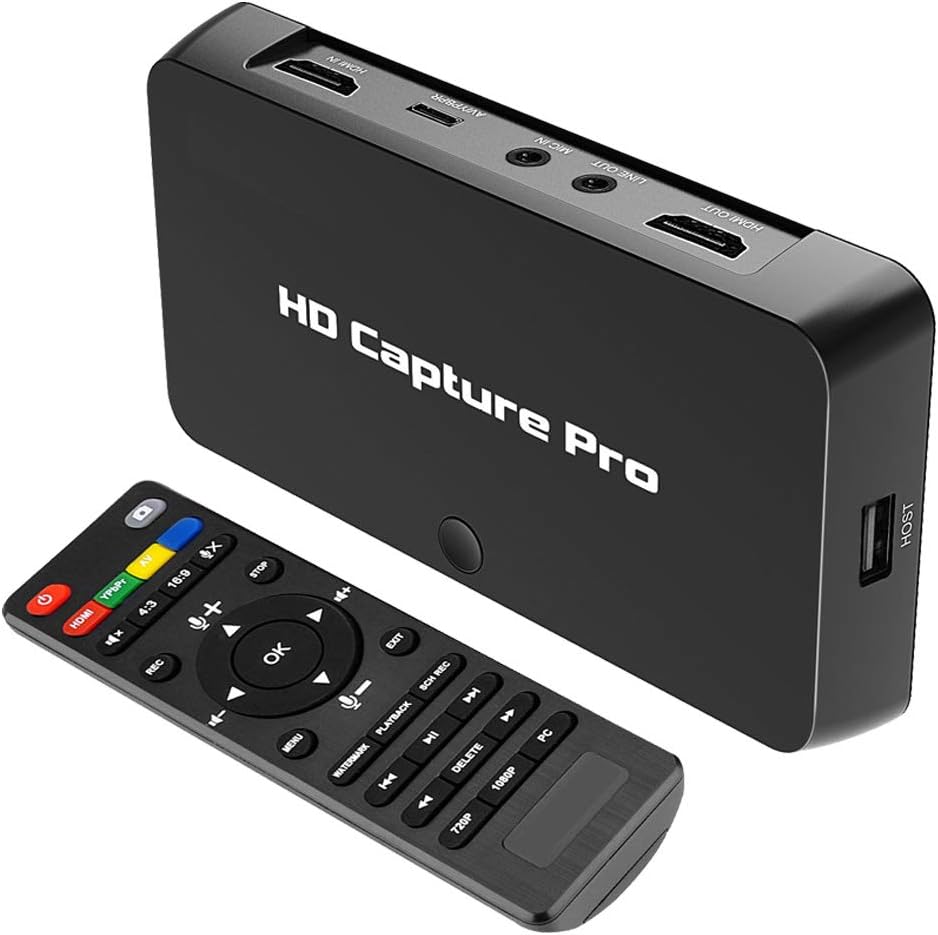 Game Capture Card HDMI Video Recorder Device w/Mic - HD Gaming Cloner Recording Dongle Box Pro for Switch Xbox One PS4 360 Wii U Standalone Live Streaming to YouTube Record Adapter Player