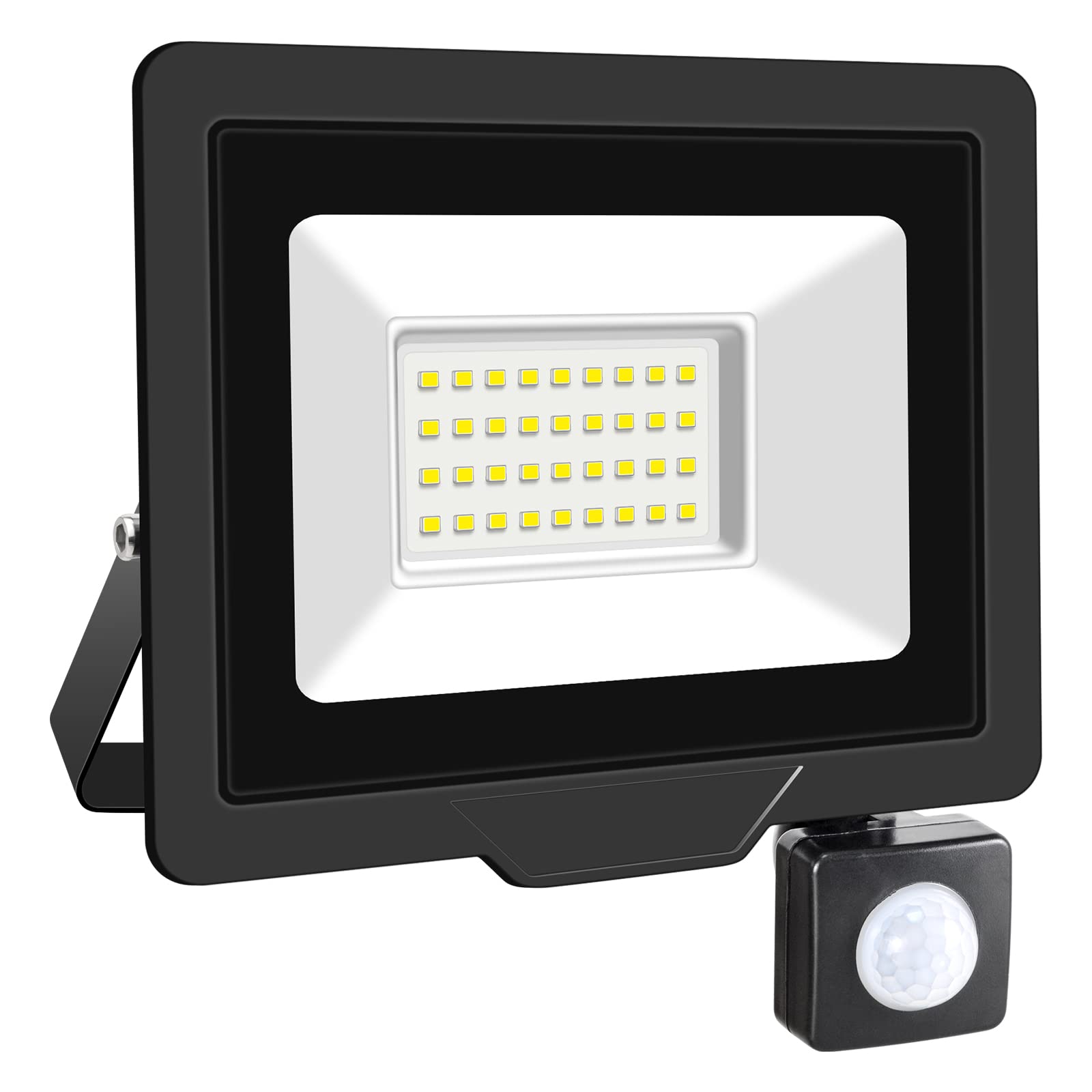 SKYWORLD Outdoor LED Floodlight, 30 W Floodlight with Motion Detector, 1 Piece, Cool White LED Outdoor Spotlight with Detector IP66 Waterproof for Garden, Yard, Garage, Factory