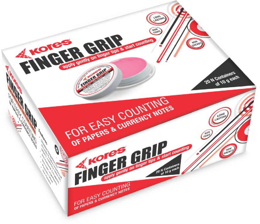 Image of Kores Finger Grip for Paper & Currency Note Counting | Non-Toxic, Non-Greasy | Clean & Hygienic Handling | 10 g Each | Pack of 20