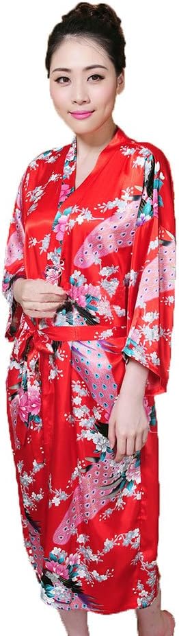 Shanghai Tone® Kimono Robe Sleepwear Night Gown Red One Size