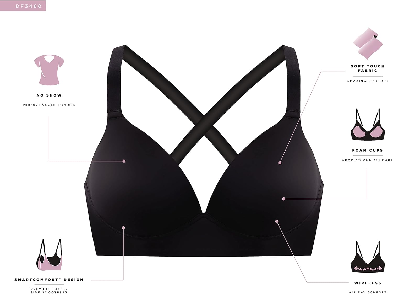 Bali Women's Comfort Revolution Wireless Bra, Soft Touch Convertible T-Shirt Bra, Full Coverage - Image 5