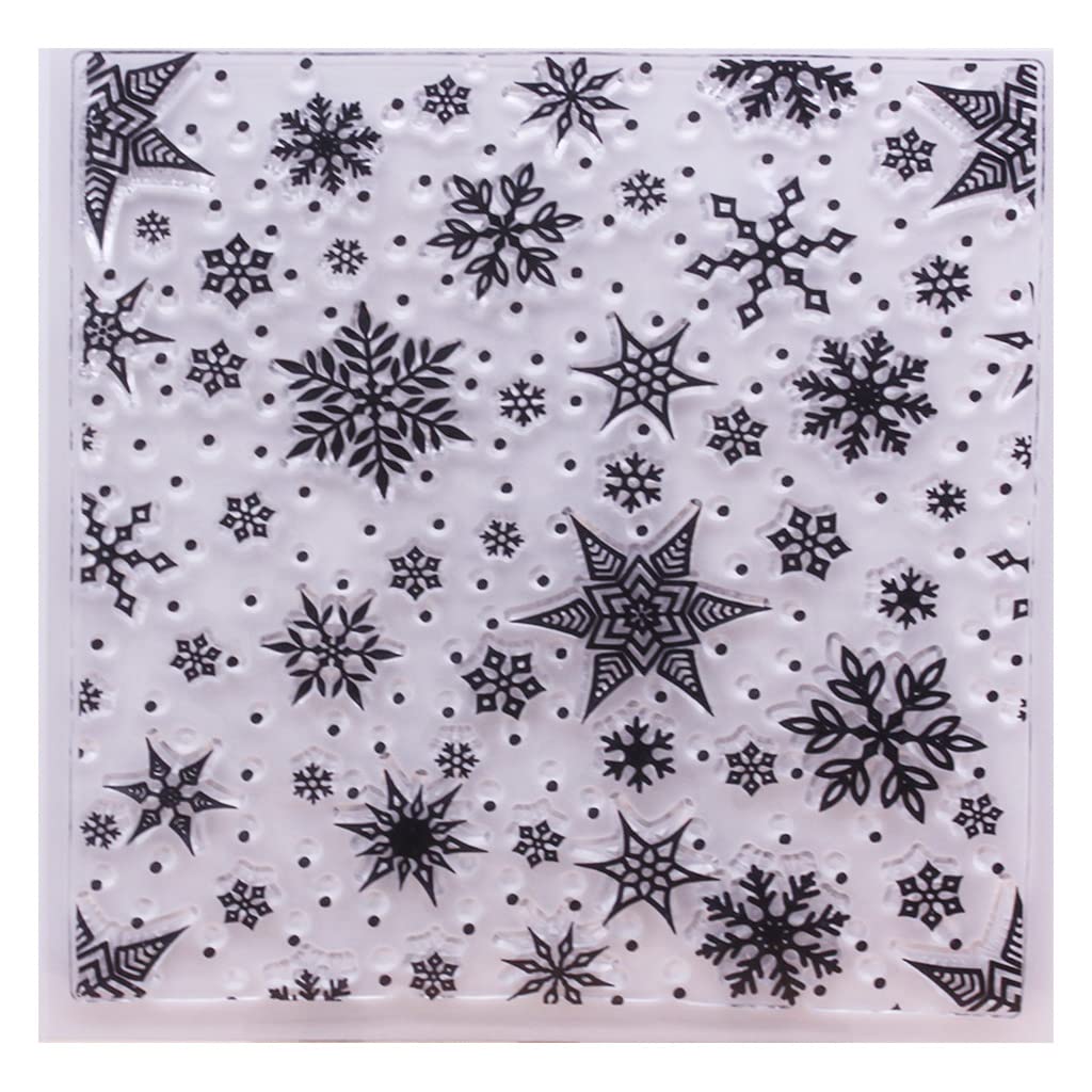 Timbri Trasparenti Con Sfondo Natalizio - Fiocchi Di Neve E Stelle Per Fai Da Te