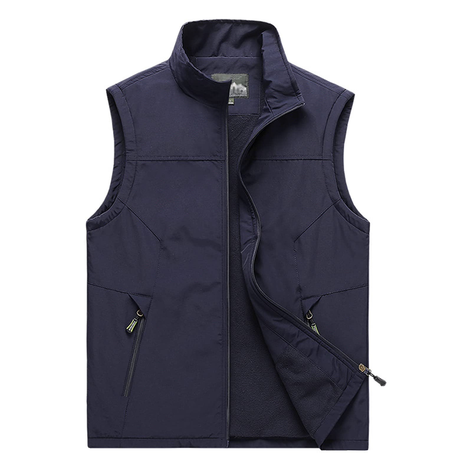 Chaleco de forro polar reversible con múltiples bolsillos para hombre Outwear al aire libre casual con cremallera chaleco de pesca chaqueta reporteros fotografía viaje abrigo