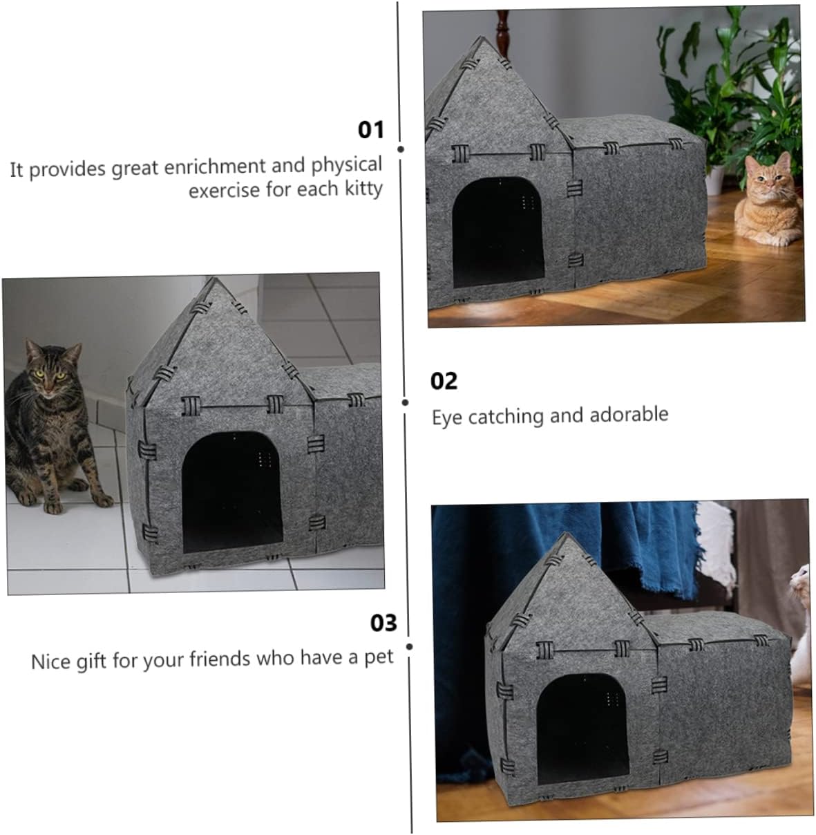 Felt Cat Tunnel House Creative Pet Playing Tunnel Toy for Cats Cozy Sleeping Nest for Indoor Use Bright Colors Felt Material for -Term Fun and Enrichment