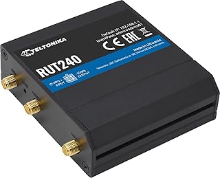 Teltonika RUT240 06E000 Industrial Cellular Router, Black; For use with Europe, the Middle East, Africa, Korea, Thailand and Malaysia Operators Only; 4G, 3G and 2G Frequencies; WiFi; WAN and LAN Ports