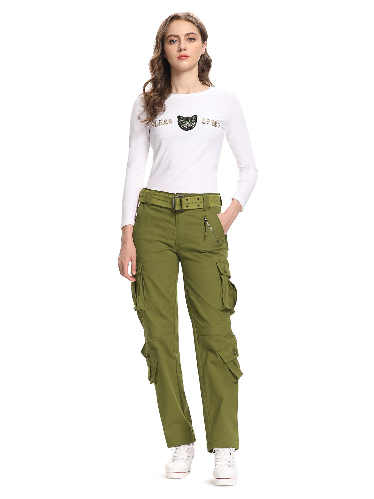 Women's Combat Cargo Trousers,Cotton Casual Camo Camouflage Army Military Tactical Work Pants with Pockets