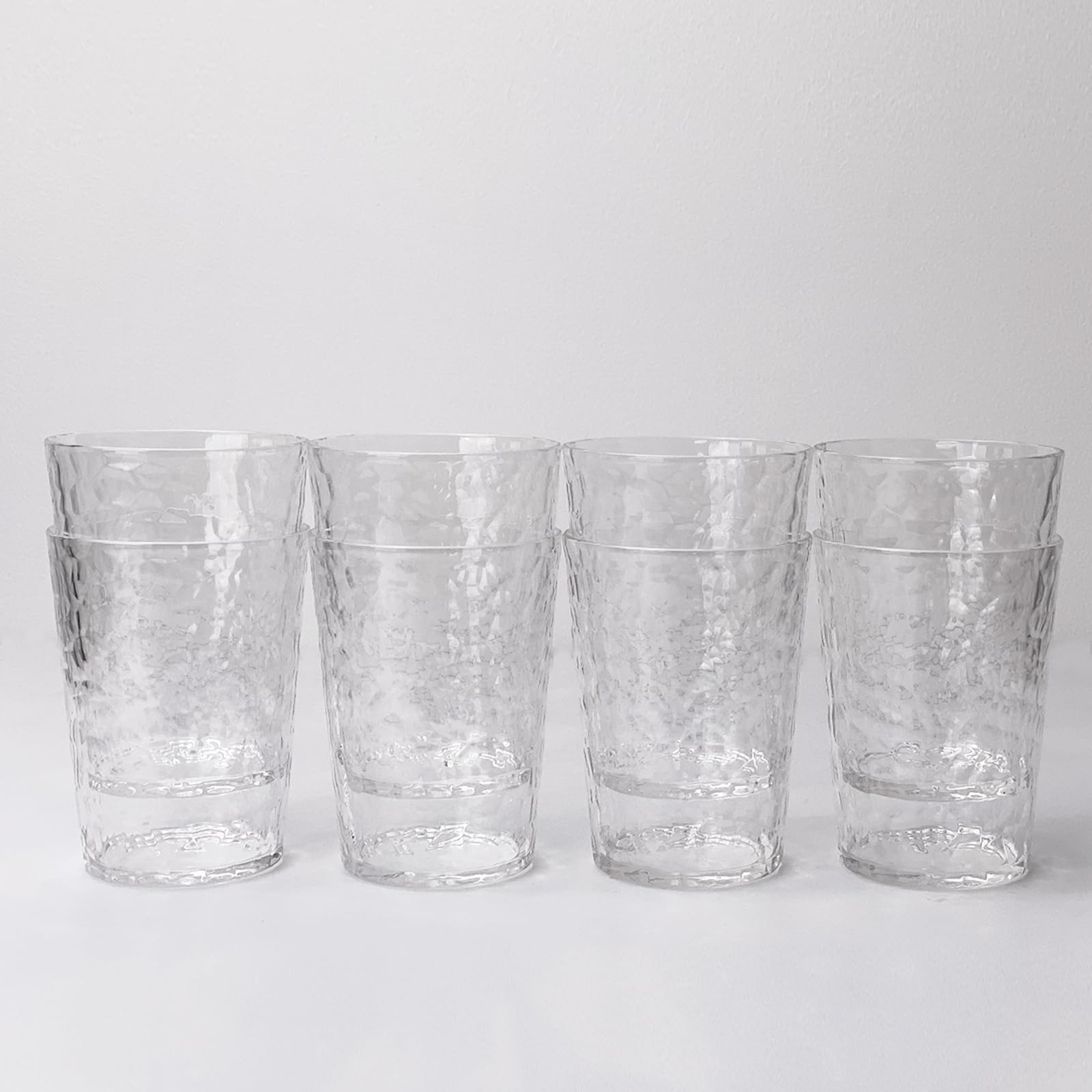Vasos de plástico de 24 onzas (juego de 8), tazas de plástico reutilizables, tazas acrílicas sin bisfenol A, resistentes a los golpes, interior texturizado, seguro para lavavajillas (color