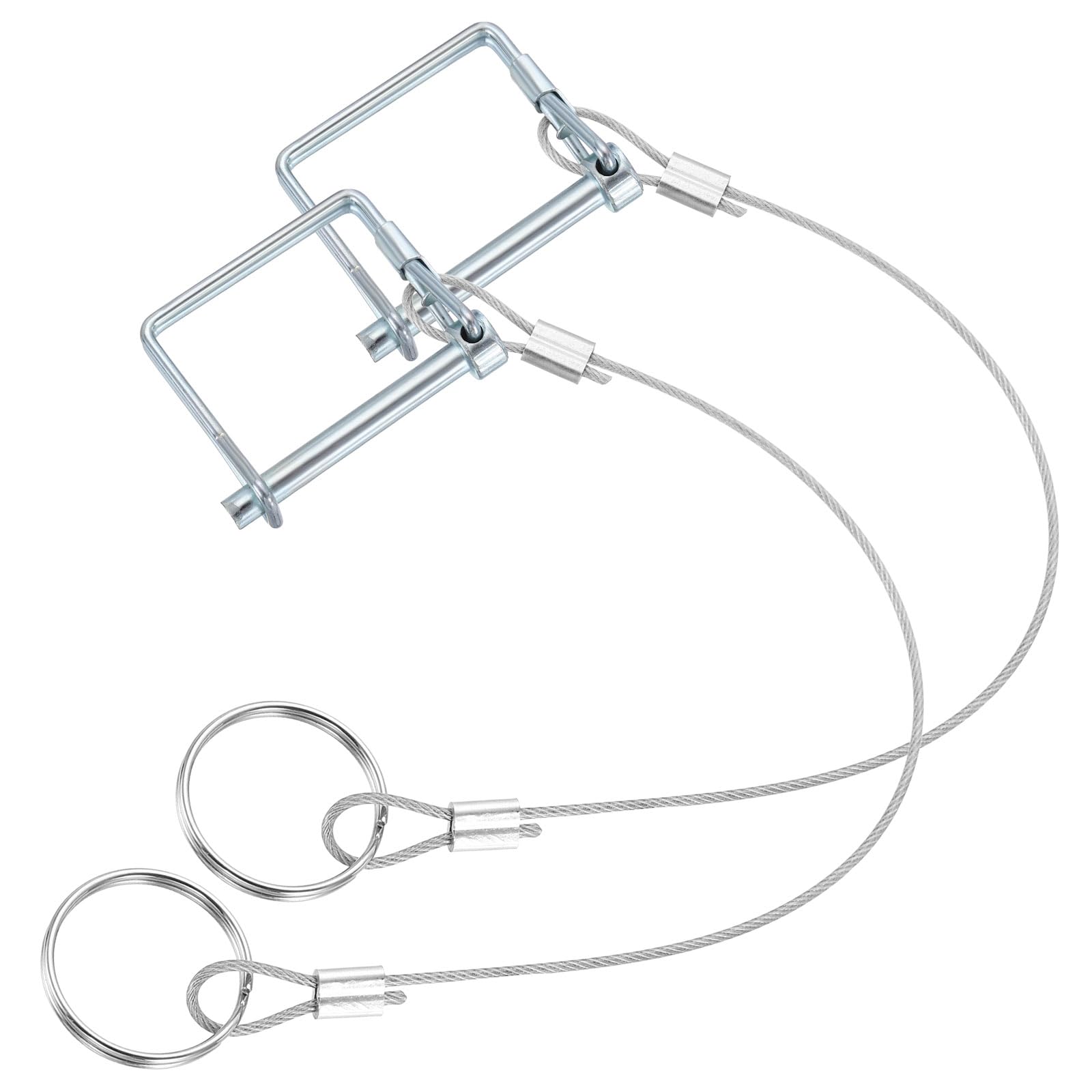 PATIKIL 2 Pcs Trailer Coupler Pins, (5mm x 50mm) Square Shaft Locking Pin with Ear Extended Cord Quick Release Ring Round Arch Wire Retainer for Farm Trailers Hitches