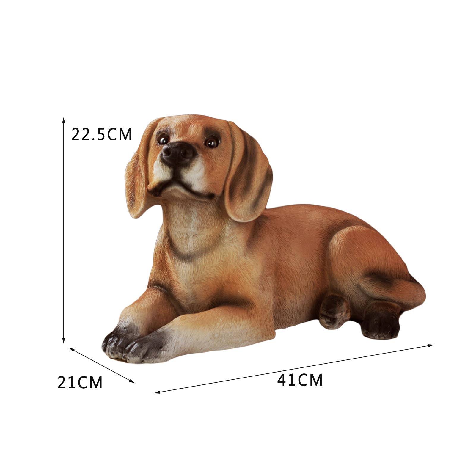 Rzeźby zwierząt ogrodowych, rzeźby psów rasy beagle na zewnątrz, figurki szczeniąt na patio, trawnik, dekoracja ogrodowa, brązowy(Brązowy