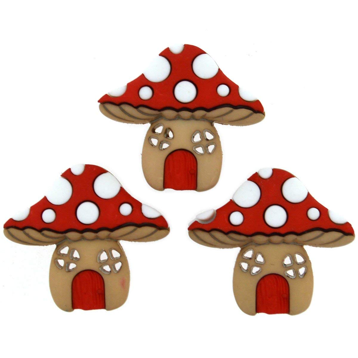 Jesse James Multicolor Dress It Up Buttons - Mushroom Houses 3Pcs