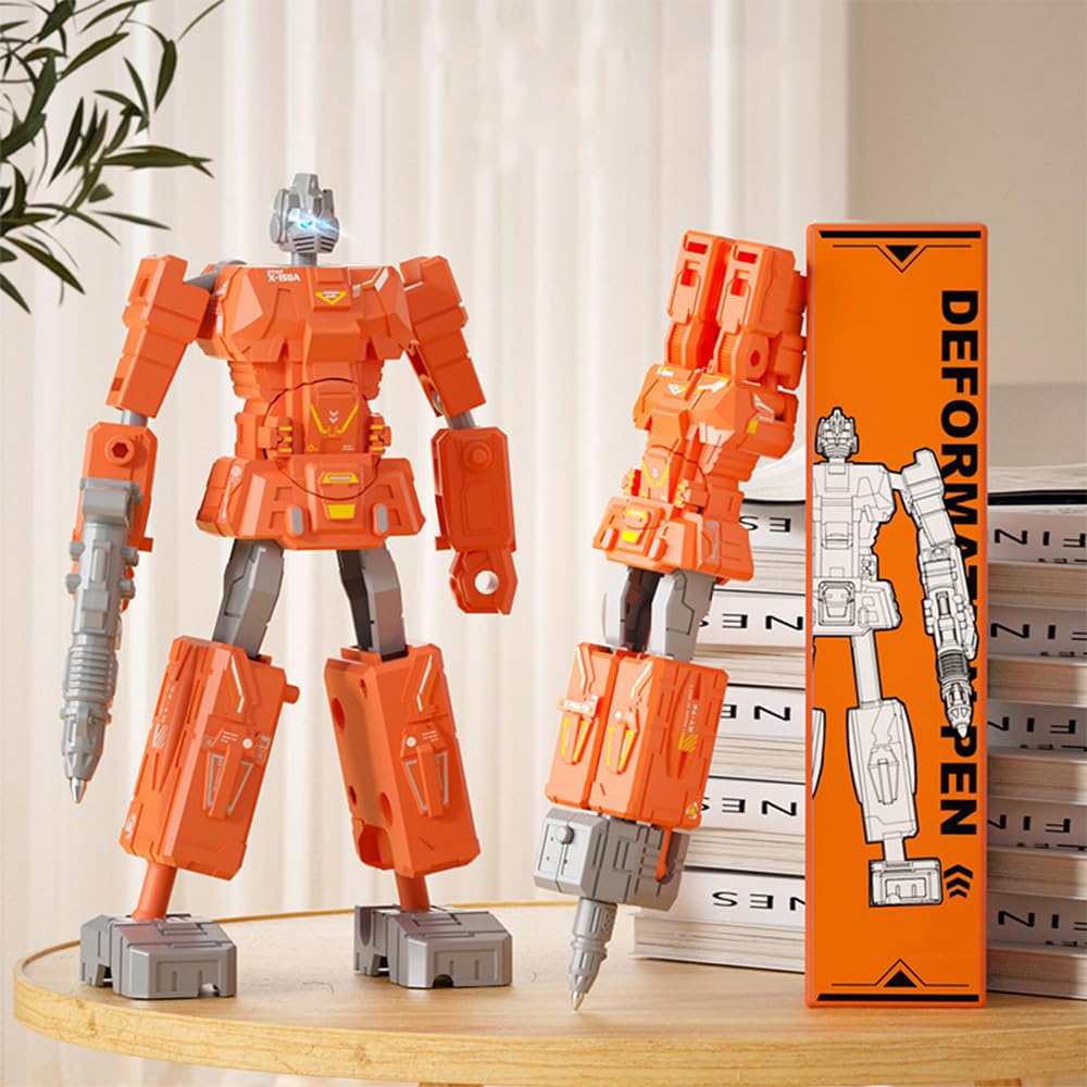 Robot Transforming Pen - kreatywny zdeformowalny robot, artykuły pa szkolne, prezent na powrót do szkoły (pomarańczowy)