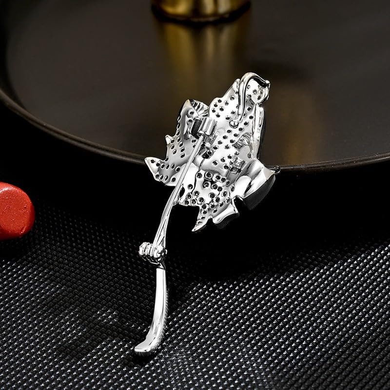 Image of Rhinestone Leaf Brooch Pins - Crystal & Gold-plated Lapel Pin Jewelry for Women - Birthday Gift for Wife or Friends