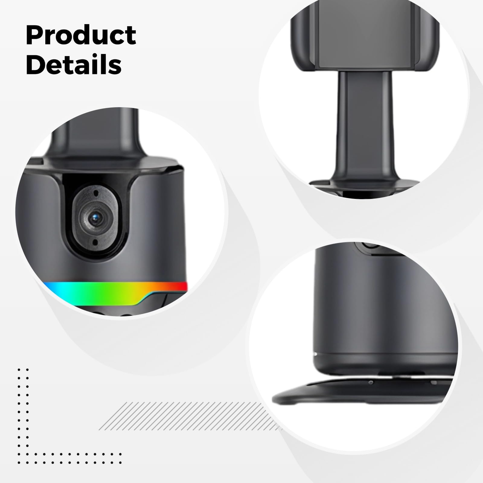 AI Smart Tracking Gimbal con telecomando wireless, rotazione a 360° Auto Face Tracking Phone Camera Treppiede Stand per Vlog Live Stream, Creazione di contenuti Social Media, 8,1 x 8,1 x 18 cm