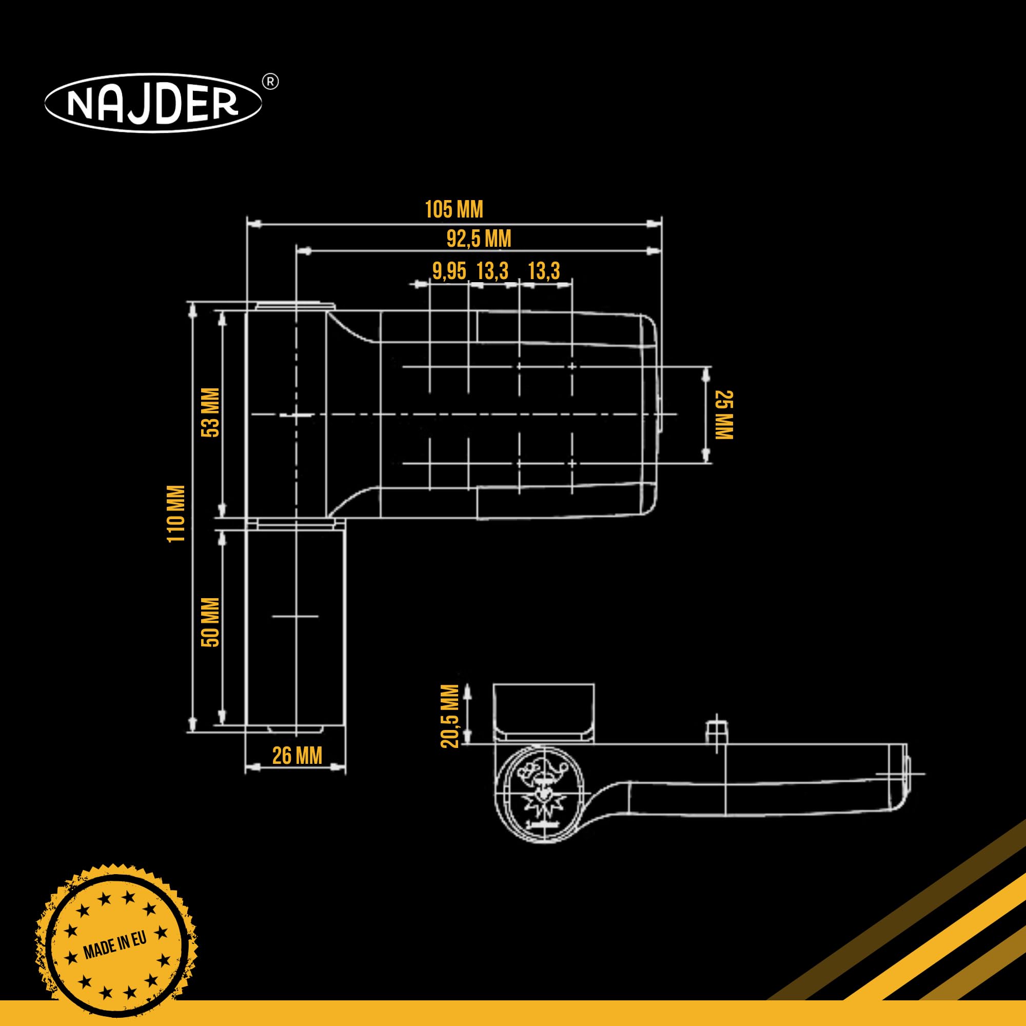 NAJDER Cerniera per porte in PVC Jocker 120 kg Altezza battuta: 20,5 mm, Cerniera per ante, Cerniera in zama, Struttura monolitica, Antieffrazione, Colore: Grigio Marrone RAL 8019