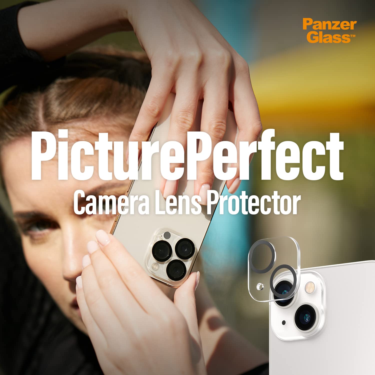 PanzerGlass™ Picture Perfect Camera Protection per iPhone 14 e 14 Plus - protezione dell'obiettivo dell'iPhone in vetro temperato ultra chiaro per una qualità ottimale delle immagini
