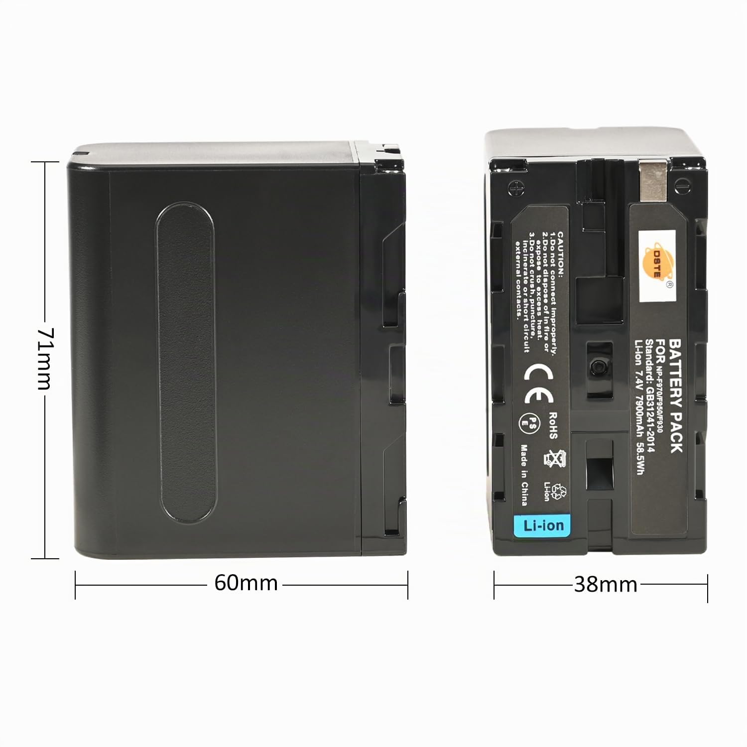 DSTE NP-F970 Batterie Compatible pour Sony CCD-TR500, CCD-TR511E, CCD-TR512E, CCD-TR515E, CCD-TR516, CCD-TR516E, CCD-TR517, CCD-TR555