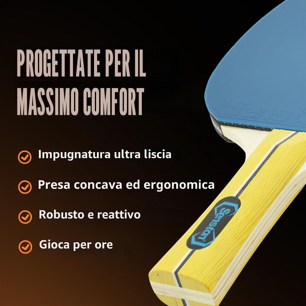 Senston Set di racchette da ping pong (4 racchette) – Opzioni colorate per competizioni casuali e divertimento in famiglia | Il set da ping pong perfetto per ragazzi e adulti