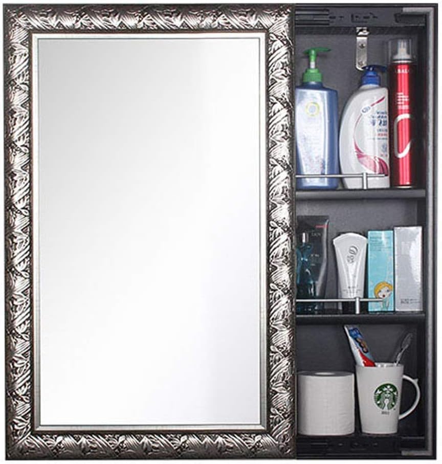 Wall-Mounted Toilet Storage Mirror Box Bathroom Cabinet Mirror Locker (Color : #1 Size : 50 * 80Cm) 4 50 * 80CM