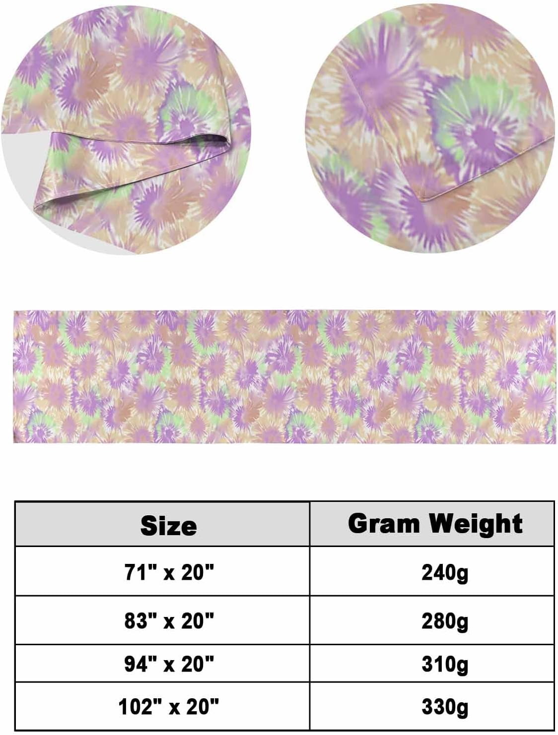 Tie Dye Bed Runner Scarf Bedding Accessory For Queen Size Bed,Soft Bed Scarves And Runners Stainproof Bedroom Decor For Hotel Wedding Room,Rainbow Stained Boho Pastel Art Deco Aesthetics 94"x20"