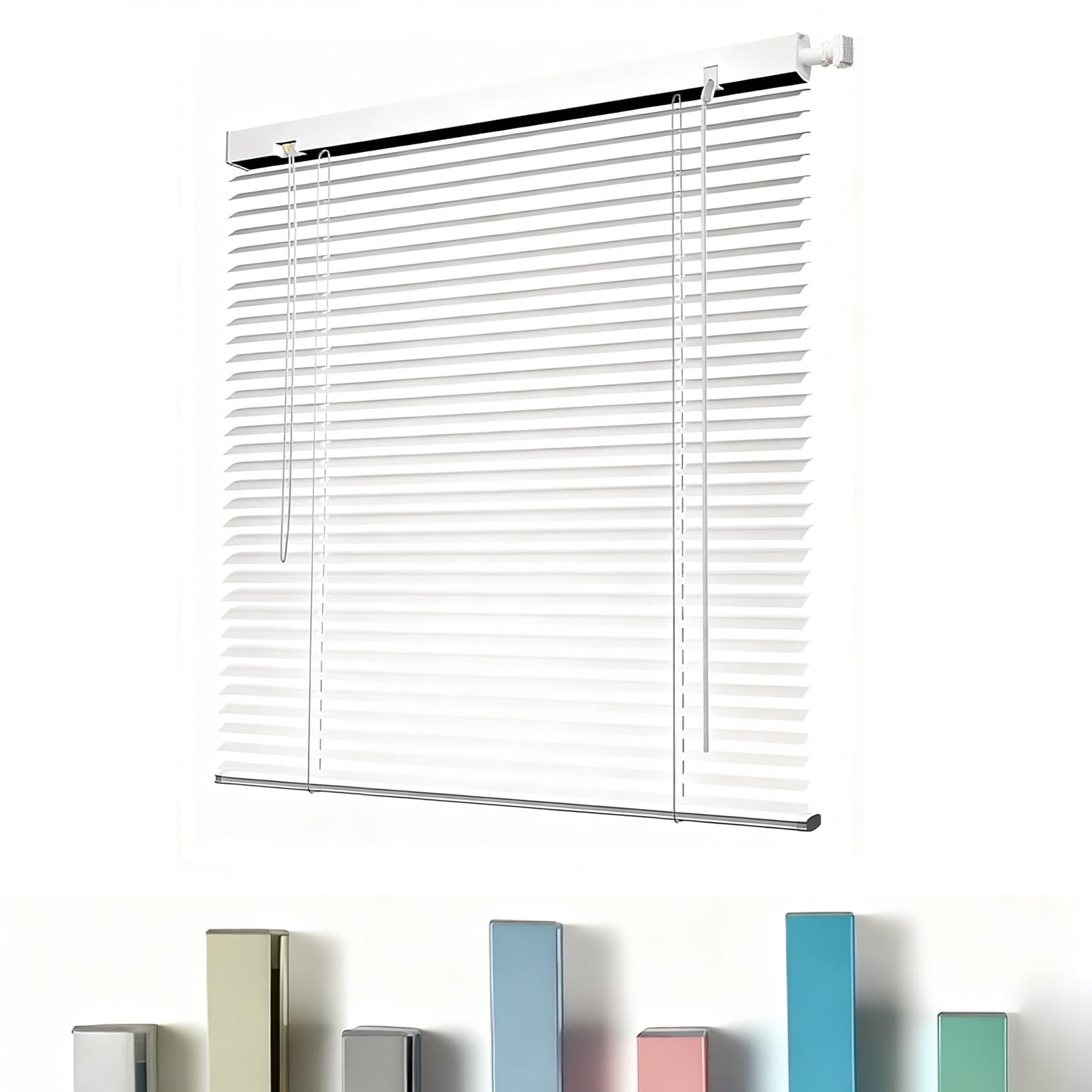 Generic Venetian Blinds No Drill for Windows, Blackout Horizontal Window Blinds & Shades Custom, Privacy Blind Cordless for Indoor Home Office Room Windows Easy Install(White) — image 1