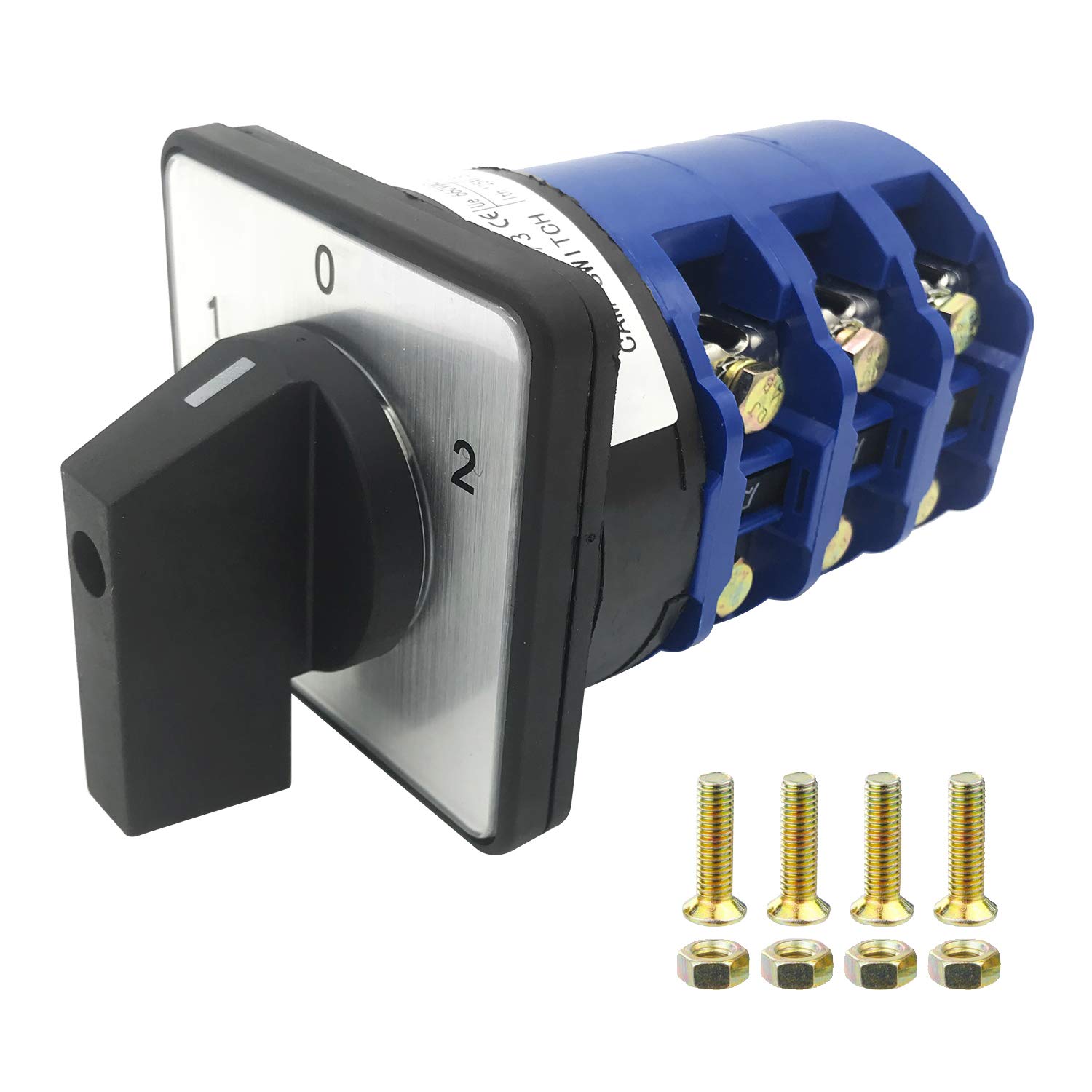 Rotary Cam Changeover Switch LW28-125/3 660V 125A 3 Position 12 Terminals Universal Selector Switch ON/Off/ON