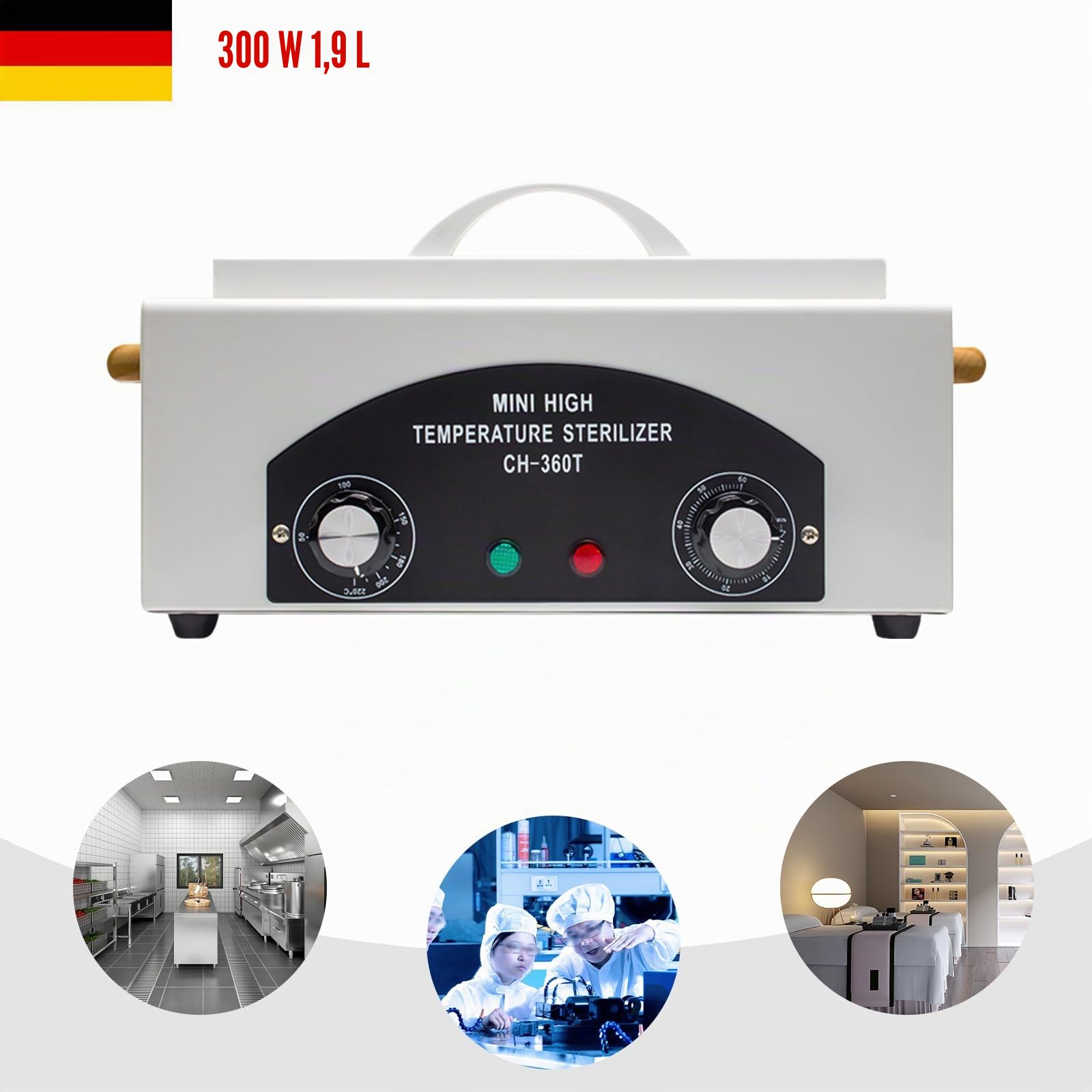 Sterilizzatore ad aria calda CH-360T - Sterilizzatore per la cura dei piedi, tatuaggi e nail studio disinfezione - temperatura massima 220°C