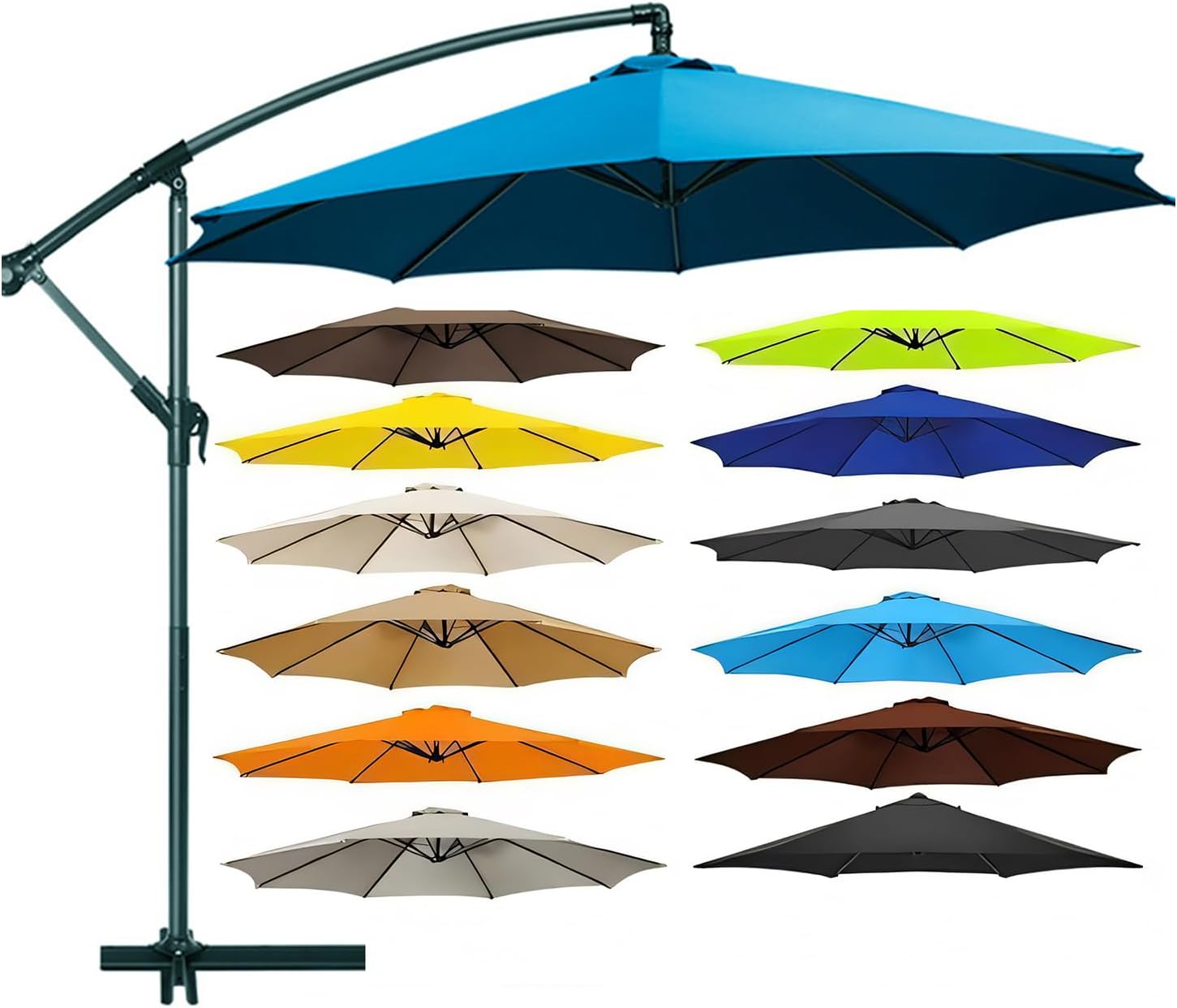 9/10ft Patio Umbrella Replacement Canopy, Market Umbrella Top, Outdoor Table Umbrella Canopy For 6/8 Ribs, Outdoor Round Patio Market Umbrella Parasol Canopy Top Sun Shade Accessory, Canopy Only