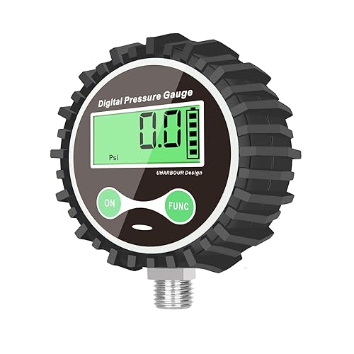 Miniatura 2 de Manómetro digital de baja presión con conector inferior NPT de 14 '' y protector de goma de Uharbour, rango de 30 psi, precisión 1%, resolución