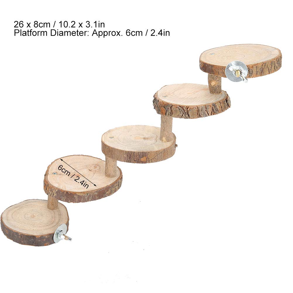 Échelle En Bois 5 étages Pour Hamster - 26x8 Cm, Plateforme 6 Cm, Bois Naturel, Jouet à Mâcher Et Pour Grimper - 9