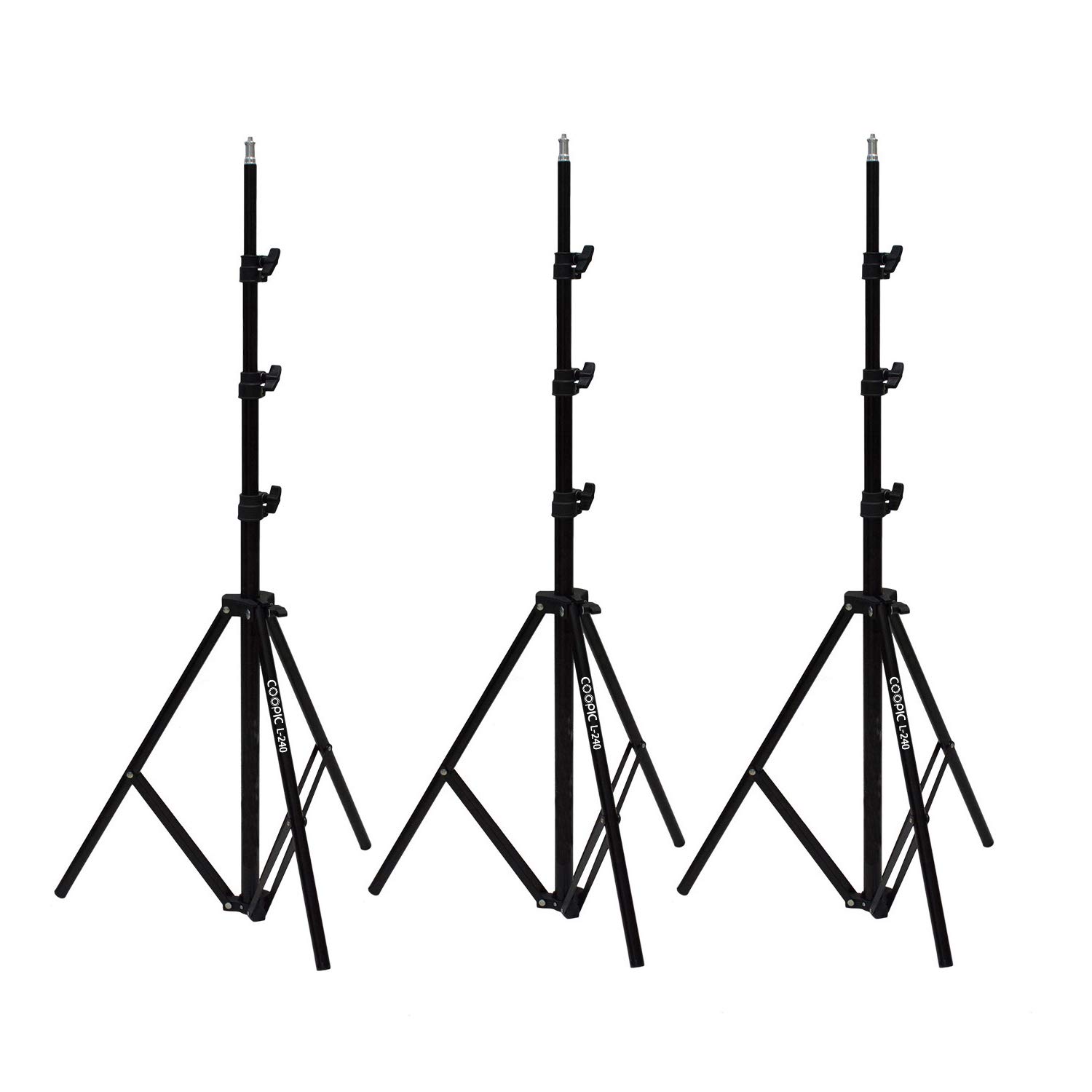 COOPIC Create Cool Pictures3 x L240 Aluminum Alloy Photo Studio Light Stand 240cm / 2.4m with 1/4" Screw for Studio Kits, Video Light, Softbox, Reflectors, Umbrella.