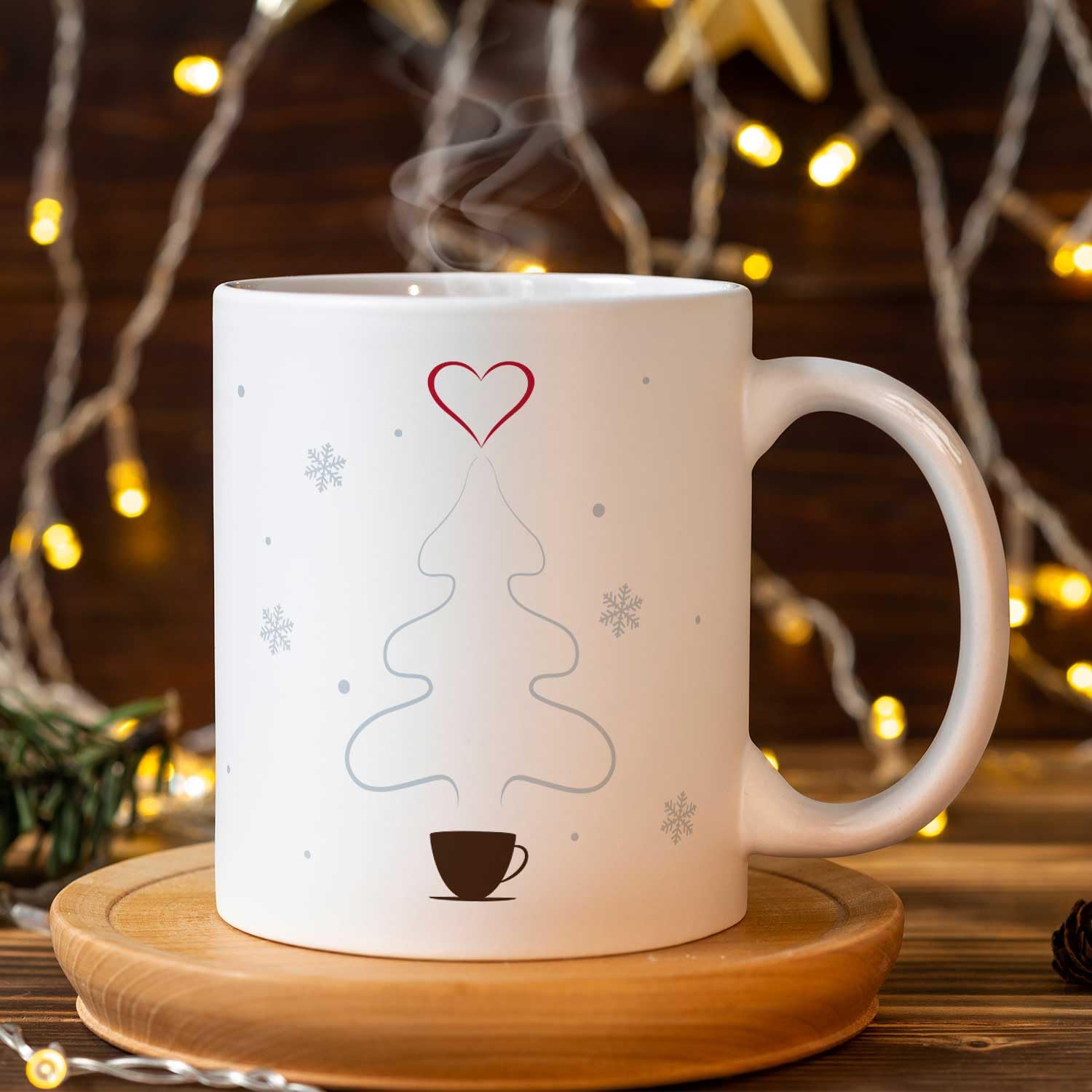 GRAVURZEILE Tazza con motivo natalizio – con albero di Natale – regalo per lui e per lei – regalo per donne e uomini – tazza da caffè colore bianco