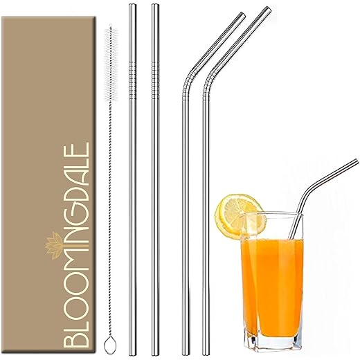 Bloomingdale Reusable Stainless Steel Straws Set of 5
