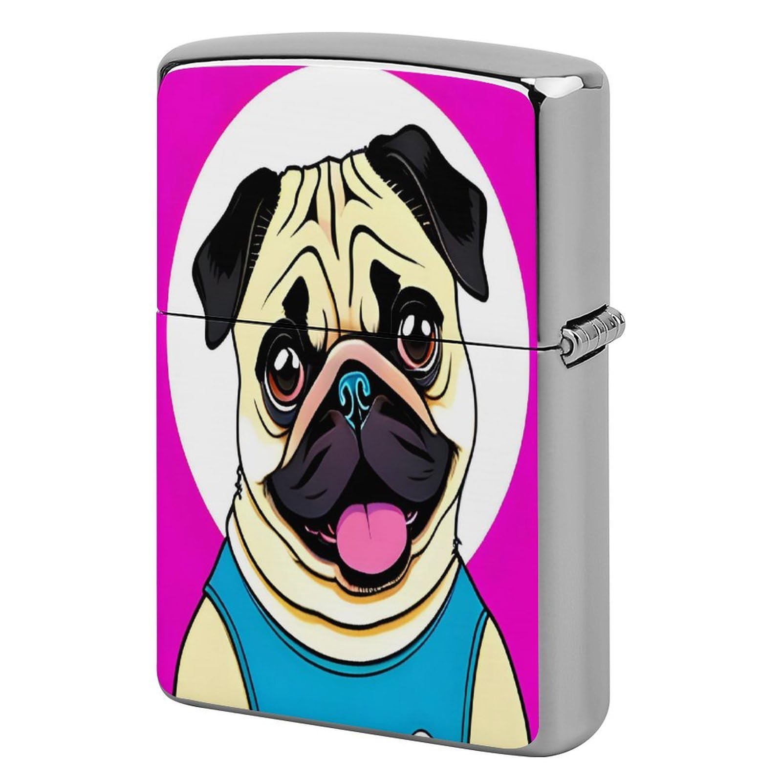 Fekiloot Style Funny Cartoon Pug Puppy Dog Lighter Case Cover Lighter Holder