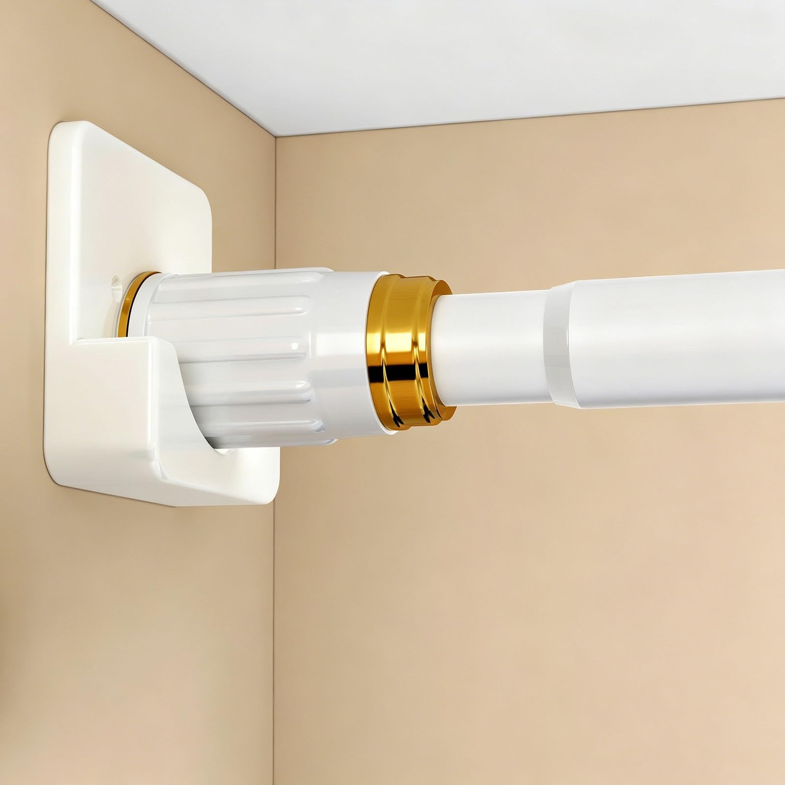 Tension Curtain Rods, Closet Rods for Hanging Clothes, Suitable for Wardrobe Storage, Drying Clothes on the Balcony, and Hanging Bathroom Curtains(White,80-120cm/31.5-47.2in)