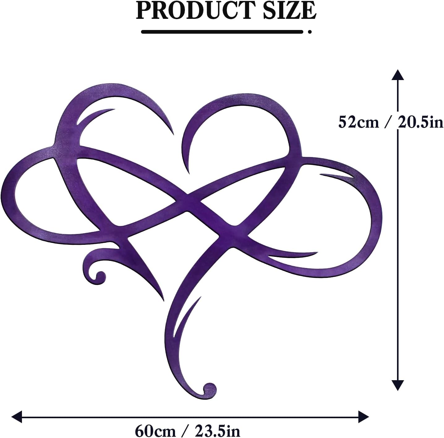 MayLove-US Infinity Heart Metal Wall Decor, Unique Infinity Heart Wall Decor Love Sign Plaque Steel Art Geometric Bedroom Ornaments Cut Out for Home, Wedding Decor