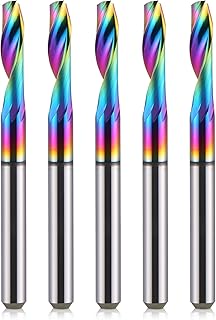 HOZLY CNC Single Flute Router Bits 4mm(0.157") Shank,4mm（0.157”） Cutting Dia,12mm (0.472) Cutting Length,Solid Tungsten Carbide Alloy End Mill, DLC Coating Milling Cutter for Aluminium,Pack of 5