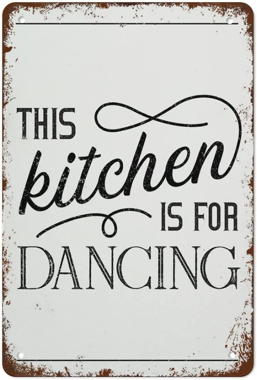 Kwqdozf Tin Sign-5 8X12 Inch This Kitchen Is For Dancing Vintage Metal Aluminum Tin Sign Door