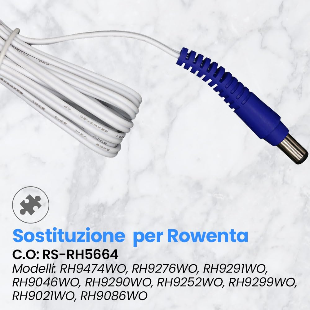 Anakel Home Alimentatore Caricabatteria RS-RH5664 Compatibile con Aspirapolvere Rowenta Air Force 360, 360 MAX, E 560, 560 Flex, Air Force All-IN-One 460, X-PERT Essential 260 | 29V, 600 mA