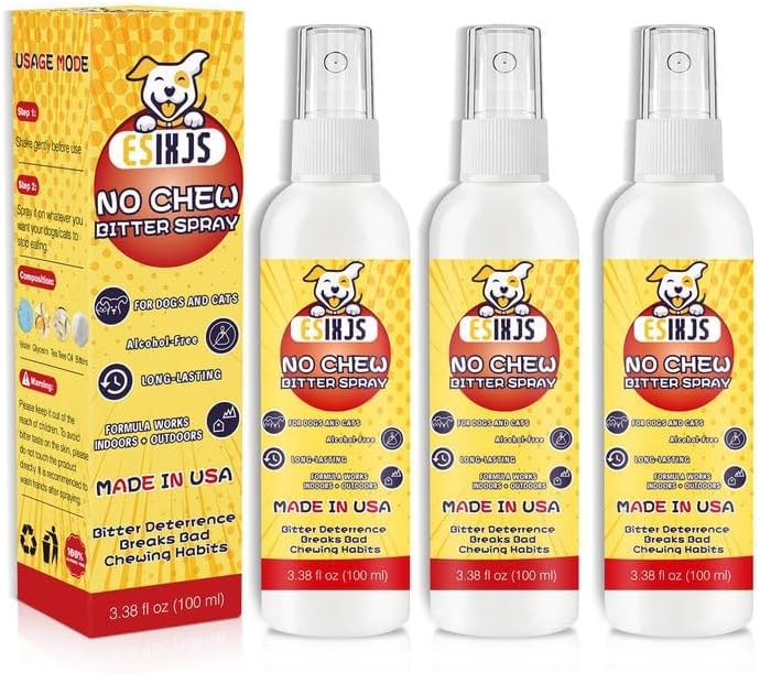 Spray sin masticar para perros y gatos, espray amargo de manzana para cachorros, 10.14 onzas líquidas, evita que los perros y gatos mastiquen los