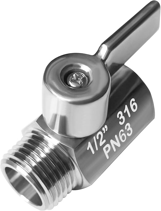 Beduan Mini Ball Valve Stainless Steel(316) 1/2" NPT Male x NPT Female Mini Ball Shutoff Valve (Pack of 1)