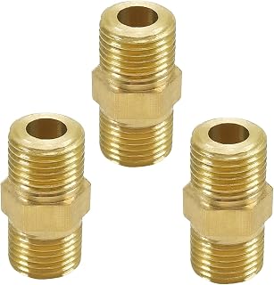 MroMax Brass Pipe Fitting Hex Nipple-1/8 BSP Male X 1/8 BSP Male Thread Bushing Adapter for Connecting Pipes with Different End Sizes 3Pcs