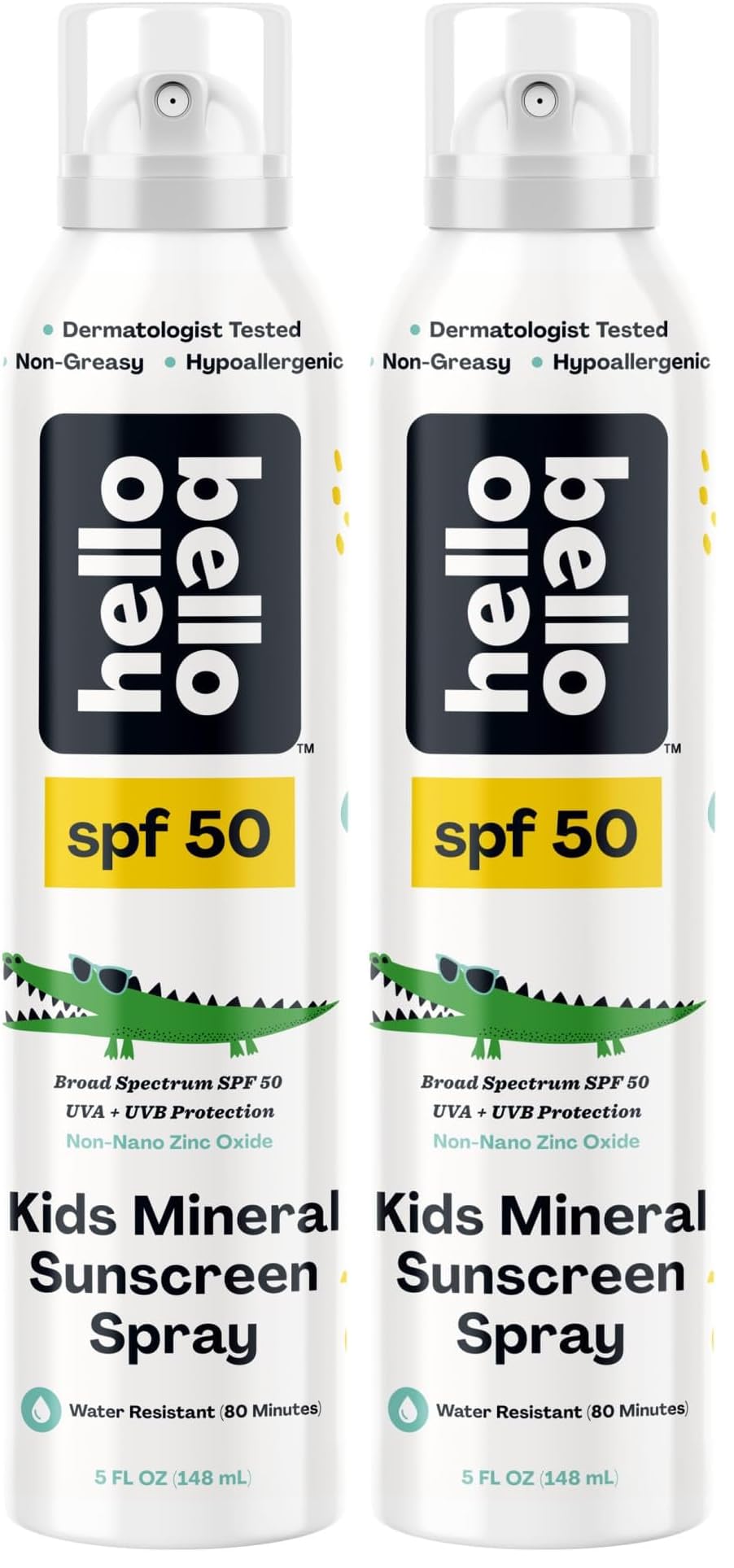 Hello Bello SPF 50 Mineral Sunscreen Spray Twin Pack (2x5oz) | Hypoallergenic & Reef-Friendly - main product image